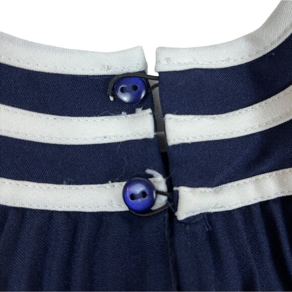 Bonnie Jean Girls Navy & White Sailor Dress With Bow Sleeveless Button Size 10 - Picture 4 of 5